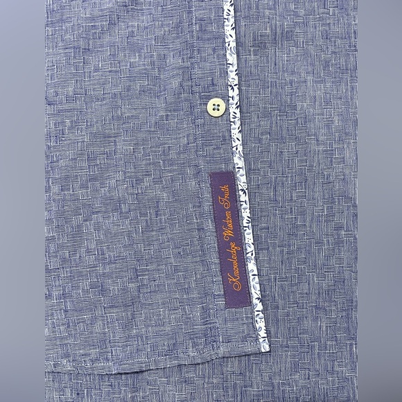 Robert Graham Linen Blend Short Sleeve Button Down Mens Size M Blue Tailor Fit - Picture 7 of 11